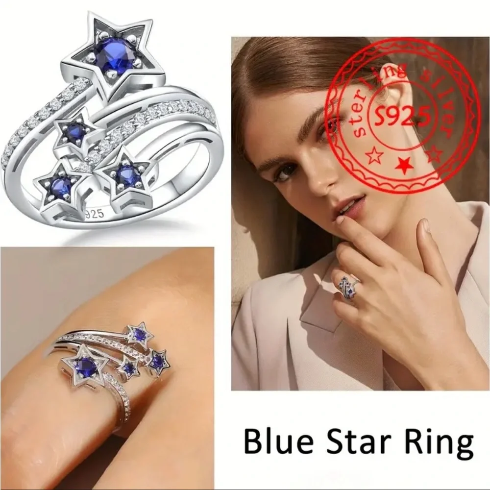 925 Blue Star Ring-NEW